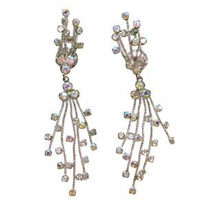 Maximum Sparkle AB Crystal Spray Earrings, Vintage Studs for Wedding or Special